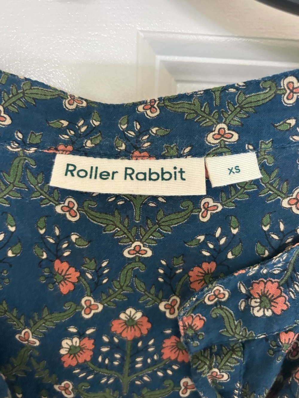 Roller Rabbit Teal Floral V-Neck Tiered Dress - Picture 4 of 4